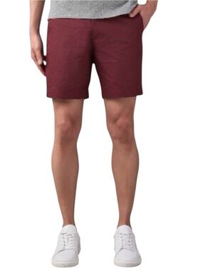 Spier & Mackay Mens Cotton Flat Front Shorts Burgundy Size Waist 30